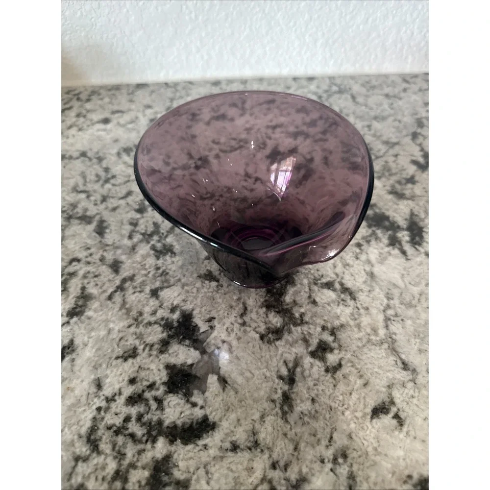Vtg Viking Glass Epic Lipped Bon Bon Dish Amethyst Purple Candy Bowl